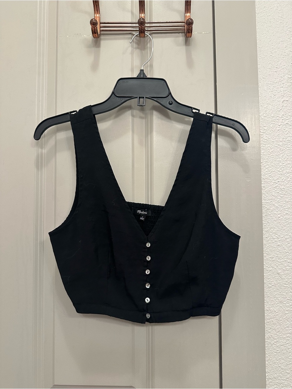 Madewell Black Button Up Crop Top